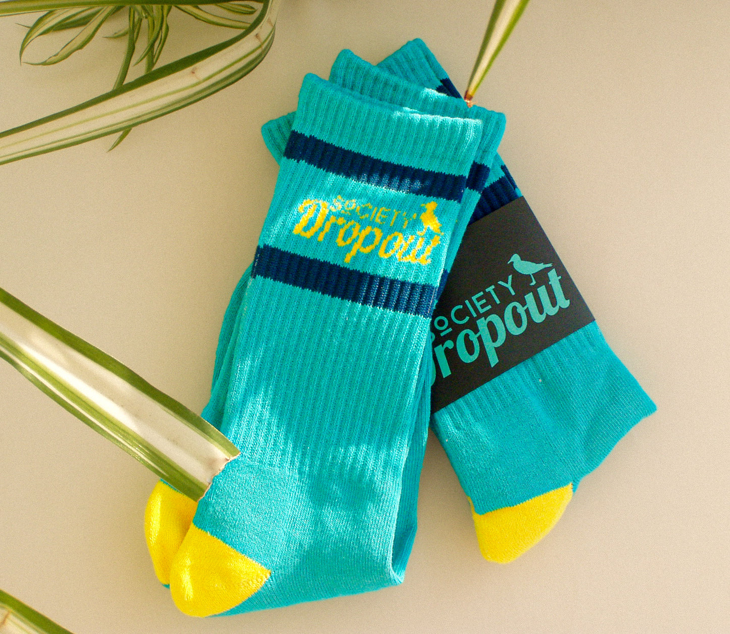 ELECTRIC BLUE & YELLOW CREW SOCKS